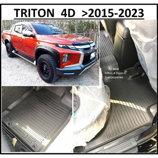 &gt;สำหรับรุ่นเบาะคนขับธรรมดาปรับมือหมุน&lt; ผ้ายางปูพื้นรถยนต์ ถาดยางปูพื้น พรมปูพื้นรถ NEW TRITON 4DOOR ปี 2015-2023