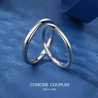s999 Concise Couples แหวนคู่รักเงินแท้ 99.9% เรียบง่าย เนื้อเงินเกรดพรีเมี่ยม ใส่สบาย เป็นมิตรกับผิว ปรับขนาดได้