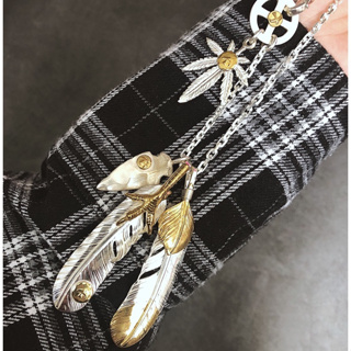 925 เงินสเตอร์ลิง Seiko Eagle Claw Dot Gold Maple Leaf Feather Handmade จี้สร้อยคอ Unisex
