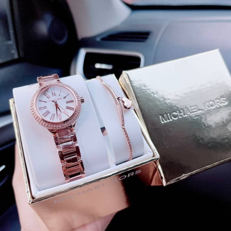 ผ่อน0-เซ็ทนาฬิกา-michael-kors-womens-taryn-rose-gold-tone-stainless-steel-watch-set-mk3858-หน้าปัด-25-มม-สร้อยข้อมือ