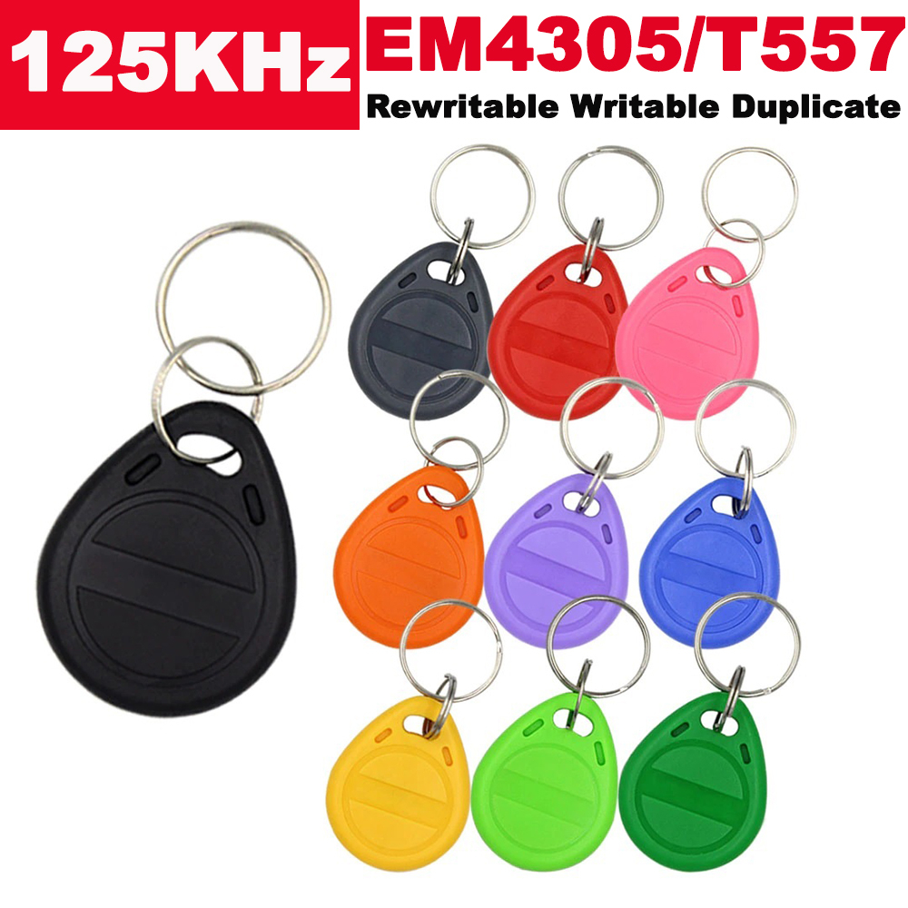 10pcs-คีย์การ์ด-แบบพวงกุญแจ-125-khz-em4305-t5577-rfid-keyfobs-copy-tag-proximity-id-token-ring-rfid-cloner