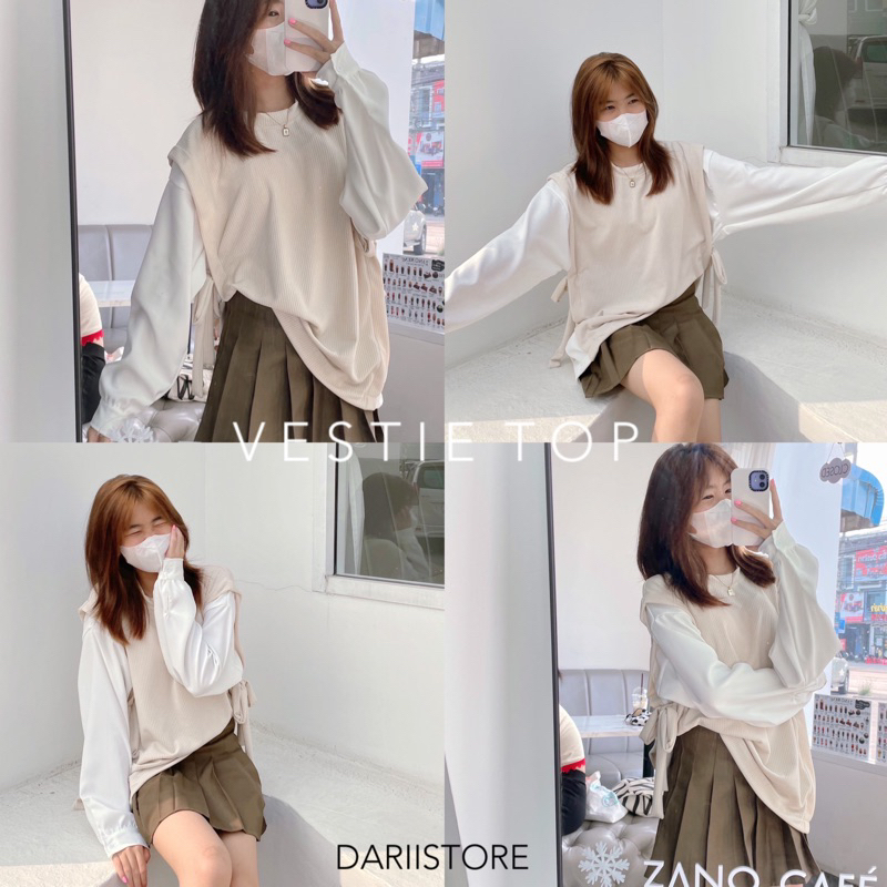 vestie-top-เสื้อกั๊กต่อแขนยาว-พร้อมส่ง