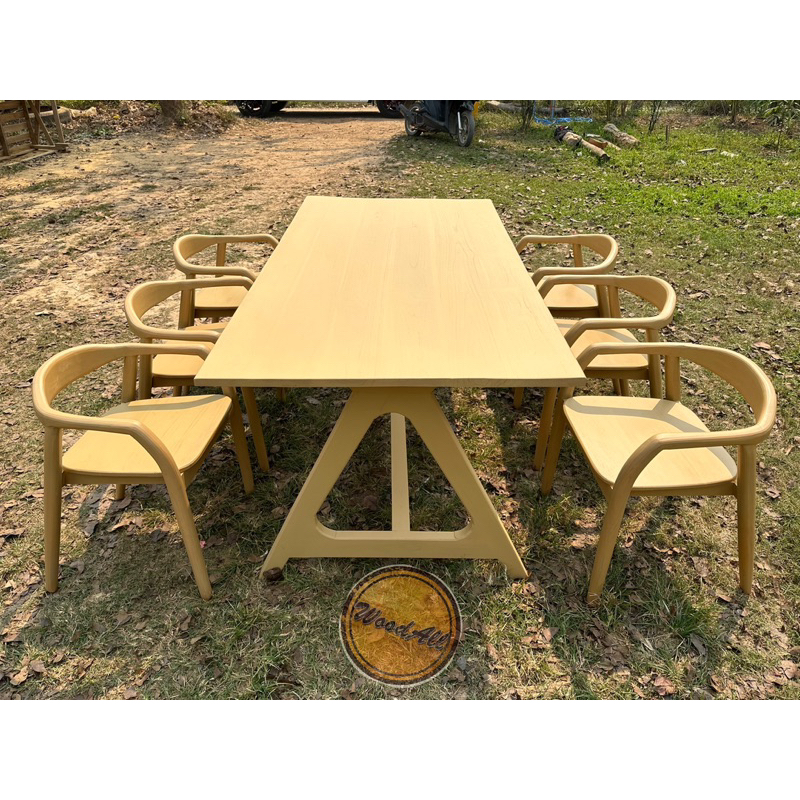 โต๊ะอาหารไม้สักทอง-100-ส่งฟรี-รหัส-t17-ยาว-200-กว้าง-90-สูง-80-cm-พร้อมเก้าอี้-6-ตัว-ส่งฟรี-ยกเว้นอีสานและใต้
