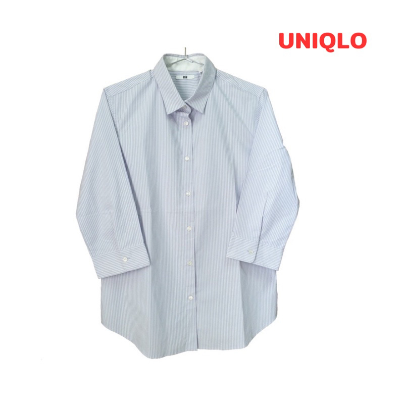 uniqlo-l-เสื้อเชิ้ต-แขนห้าส่วน-ลายทาง