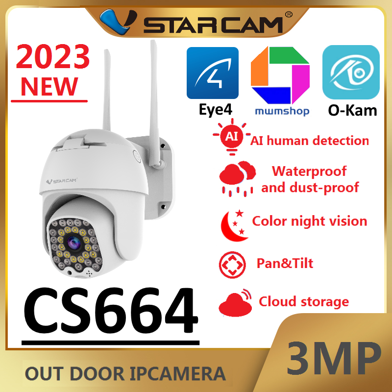 ภาพสินค้าVstarcam CS64 / CS664 / CS663DR กล้องวงจรปิดไร้สาย ความละเอียด 2-3MP(1296P) Outdoor ภาพสี มีAI+ คนตรวจจับสัญญาณเตือน จากร้าน mwmshop บน Shopee ภาพที่ 1