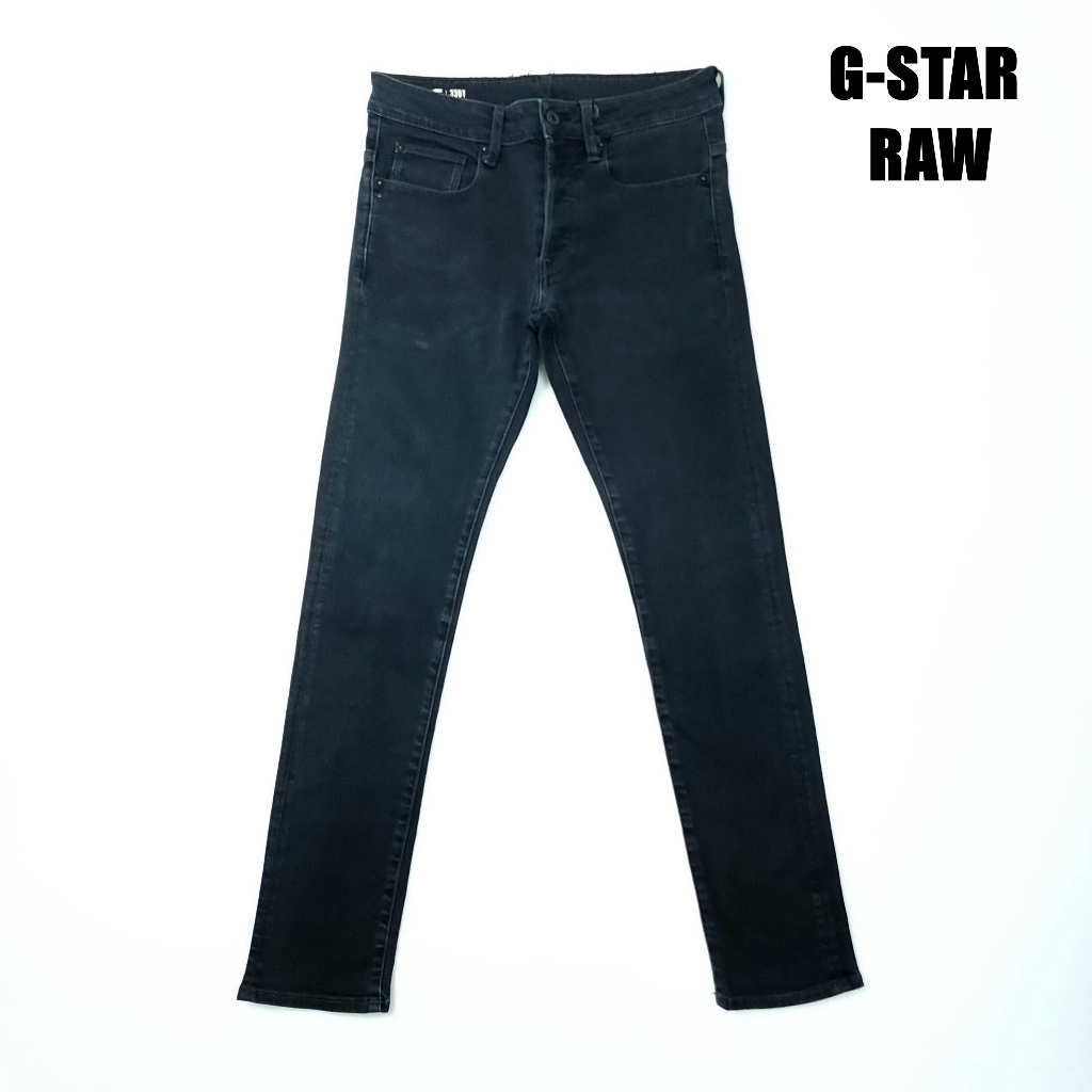 ยีนส์-g-star-raw-เอว-31-สีดำฟอก-ผ้านุ่มยืด-ขาเดฟ