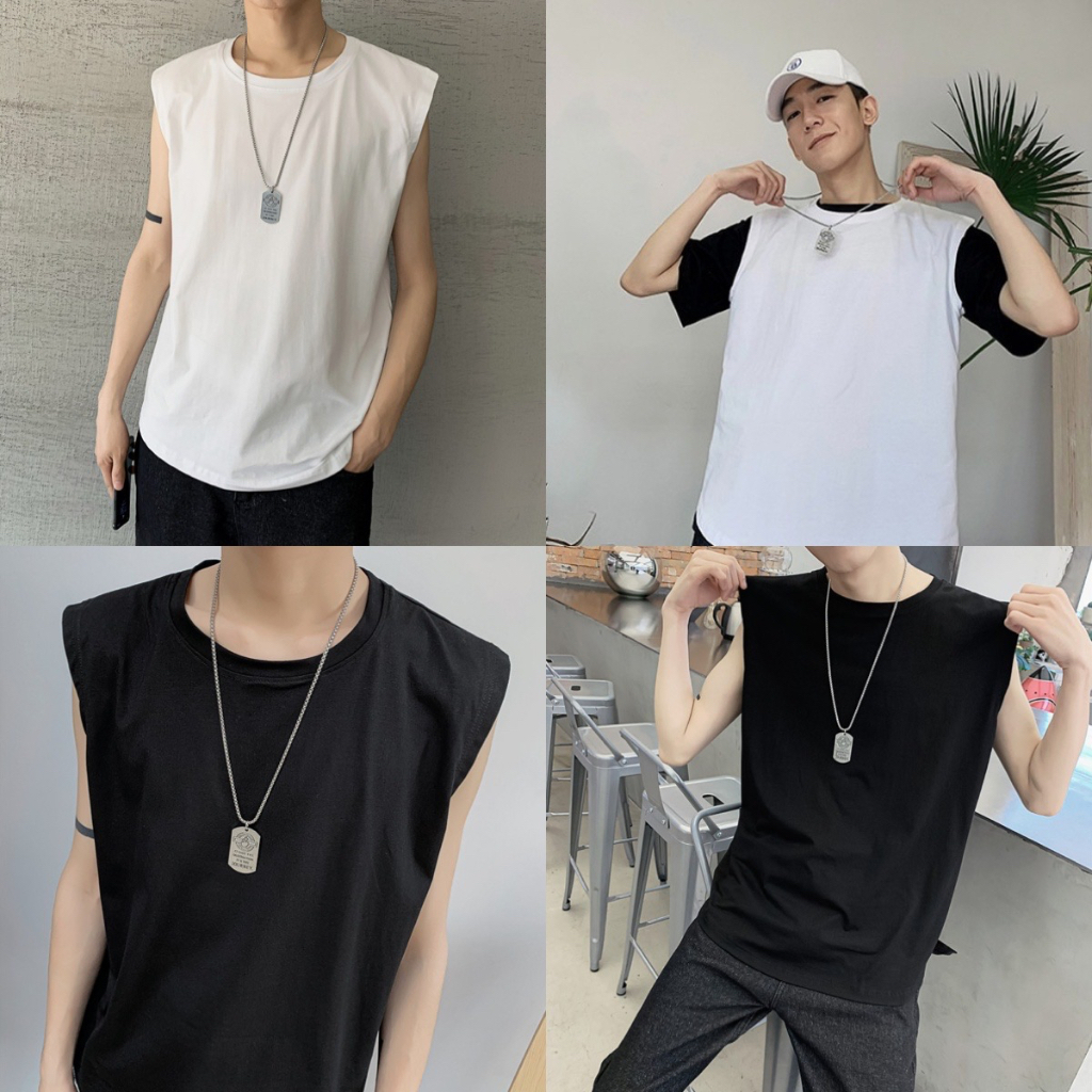 ราคาและรีวิว(SALE) พร้อมส่งเสื้อยืดแขนกุด สีพื้น สไตล์เกาหลี เนื้อpolyผสมคอตตอน ผ้านิ่มใส่สบาย B6