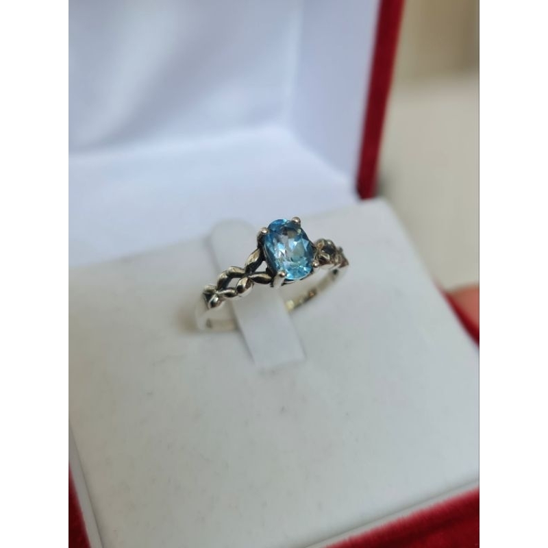 แหวนพลอยบลูโทพาส-แหวนพลอยสีฟ้า-แหวนคนเกิดราศีธนู-พลอยblue-topaz-แหวนเงินแท้พลอยแท้