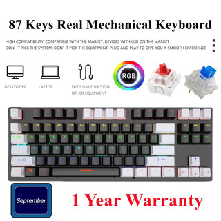 September K550 mechanical keyboard 87keys คีย์บอร์ด RGB คีย์บอร์ดเกมมิ่ง เกมมิ่งคีย์บอร์ด 6 เฉดสี keyboard blue/red switch