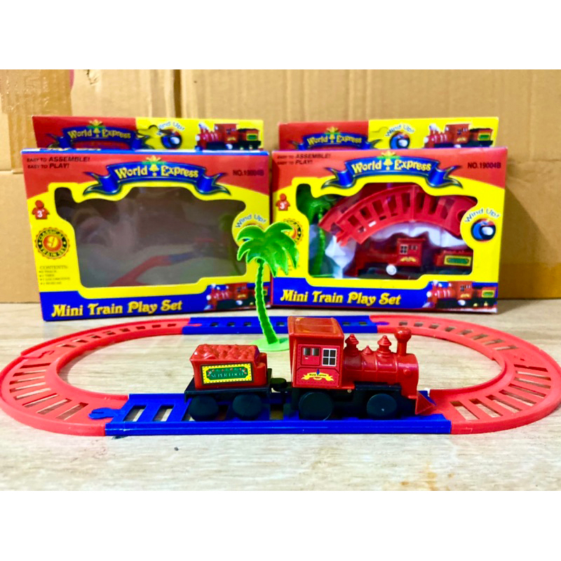 รถไฟของเล่นเด็ก Mini Train Play Set พร้อมร่างต่อและพวงหลังรถไฟและต้นไม้ ...