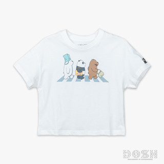 DOSH GIRLS CROPPED TOPS WE BARE BEARS เสื้อยืดครอปคอกลม เด็กผู้หญิง FBBGT1005-OW