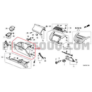 เก๊ะ เก๊ะด้านซ้าย เก๊ะคอนโซลหน้า ลิ้นชักคอนโซลหน้าด้านซ้าย Honda Jazz GE