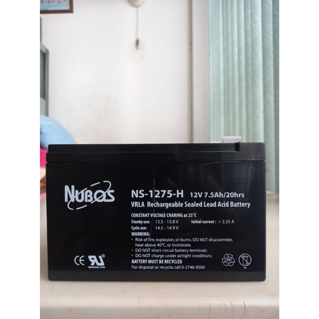 nubos-battery-แบตเตอรี่ชนิดแห้งใช้ในเครื่องสำรองไฟฟ้า-ns-1275-h-ขนาด-12v-7-5ah-20hrs