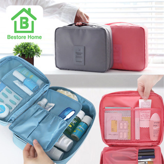 BestoreHome มีให้เลือก 9 สี กระเป๋าจัดเก็บระเบียบพกพา กันกระแทกในการเดินทาง ใส่เครื่องสำอาง ของใช้ต่างๆ กันน้ำซิปคู่