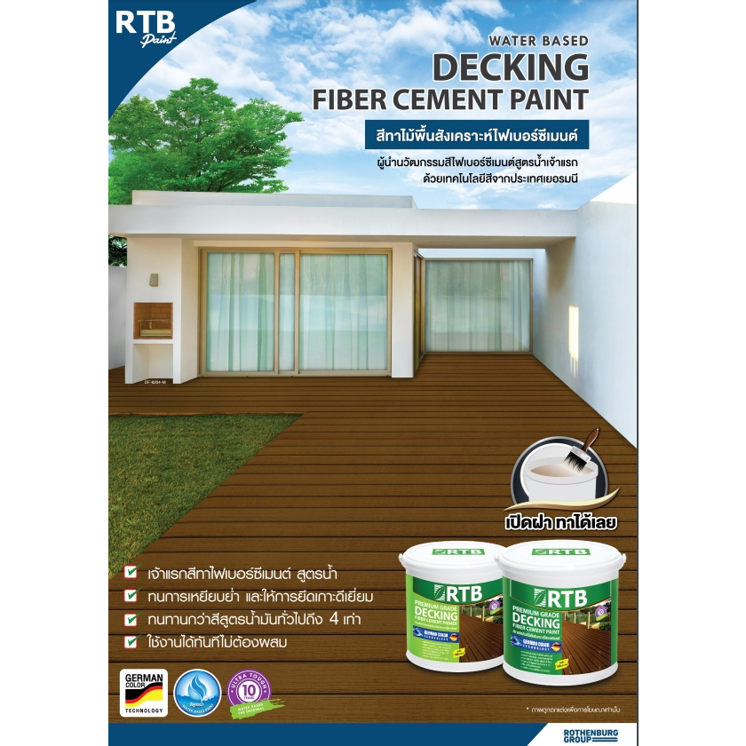 (สินค้าล็อตใหม่) RTB สีทาไม้พื้นไฟเบอร์ซีเมนต์ ชนิดโปร่งแสง สูตรน้ำ ...