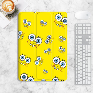 SpongeBob SquarePants เคส iPad mini4/5/6 air1/2/3/4/5 เคสไอแพด 10.2 gen7/8/9 gen10 2022 pro11 เคสซิลิโคน มีที่ใส่ปากกา