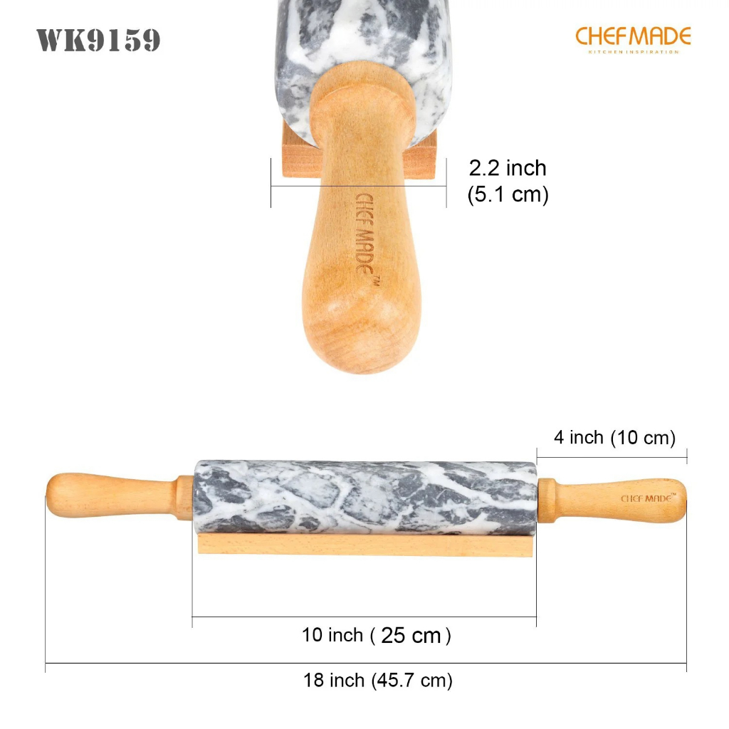 chefmade-ไม้นวดแป้ง-18-marble-rolling-pin-wk9159