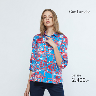 Guy Laroche เสื้อผู้หญิง เสื้อเชิ้ตผู้หญิง Soft cotton comfort shirt : Printed Fast&amp;Furious : (GZ18DB)