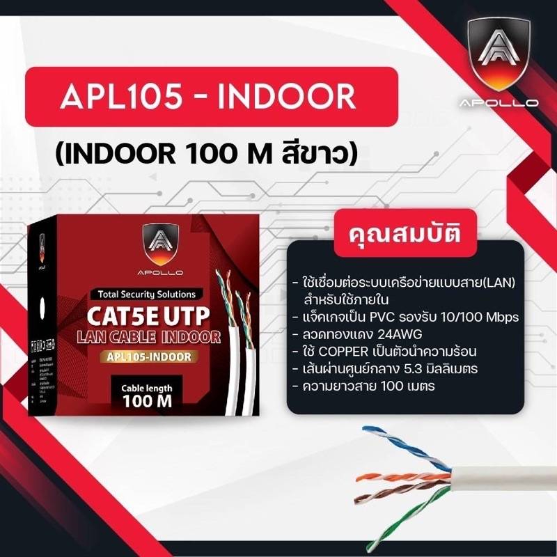 สายแลนlan-cat-5-ภายใน-indoor-100-m-สีขาว-apl105-indoor-ยี่ห้อ-apollo