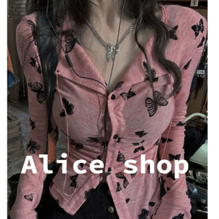 Alice  สไตล์เกาหลีเทรนด์แฟชั่น y2k แขนยาวเสื้อยืดผู้หญิง 2023 ล่าสุดสบาย ๆ  High quality Korean Style Stylish ins A29J01M 36Z230909