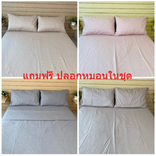 ผ้าปูที่นอนรัดมุม Cotton Slik ลายเรียบ มี 6 สีให้เลือก (แถมฟรีปลอกหมอน)