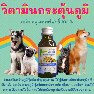 ภาพขนาดย่อของสินค้าBetamune เบต้ามูน 100 ml. วิตามินกระตุ้นภูมิสุนัขและแมว เบต้ากลูแคน ช่วยเสริมสร้างภูมิคุ้มกัน บำรุงสุนัข