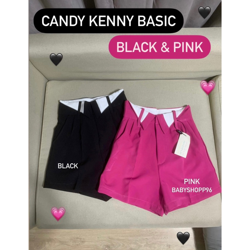 new-candy-สีชมพู-black-amp-pink-ขาสั้นเอลสูงรุ่นใหม่ล่าสุดแต่งด้วยขอบพับเพิ่มความเก๋ดูดีมีสไตล์