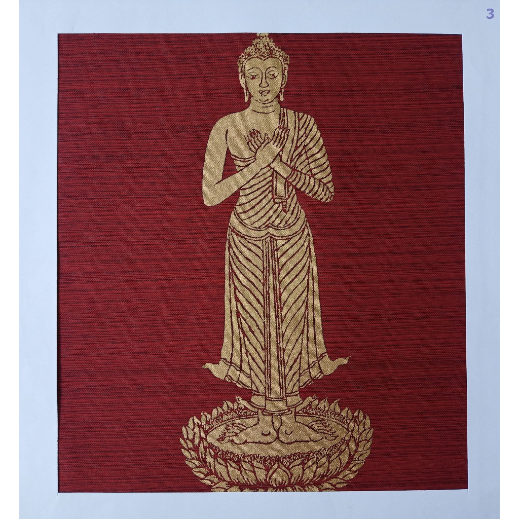ภาพพิมพ์ศิลปะไทยงดงามบนผ้า-no-6-พุทธศิลป์แห่งความสงบสุข-exquisite-thai-art-prints-on-cloth-peaceful-buddha-art