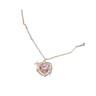 โปรโมชั่น : สร้อยคอหัวใจเงินแท้ ⏤Pinkheart crystal คริสตัลสีชมพู