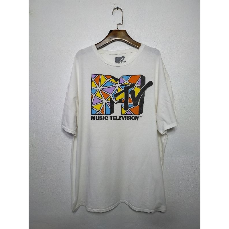 เสื้อยืด-มือสอง-ลายแบรนด์-m-tv-อก-50-ยาว-29