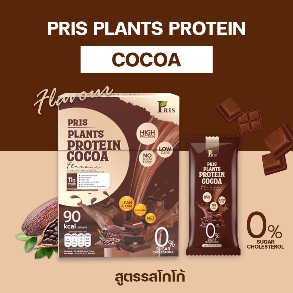 pris-plants-protein-cocoa-น้ำชงโปรตีนพืช-คุมหิว-อิ่มนาน-เร่งเผาผลาญ-ไขมันลด-หุ่นลีน-เฟิร์มกระชับ-เสริมสร้างกล้ามเนื้อ