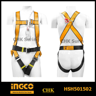 INGCO เข็มขัดนิรภัย แบบเต็มตัว เชือกนิรภัย กว้าง 50 มม. ปรับได้ 4 จุด รุ่น HSH501502 ( Safety Harness )