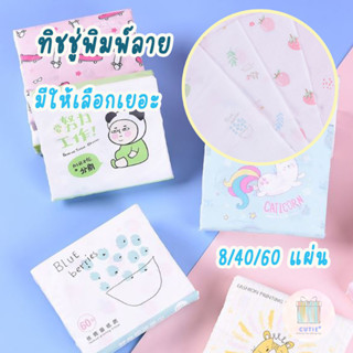 ทิชชู่พิมพ์ลาย ทิชชู่พกกา ทิชชู่ แผ่นเช็ดทำควาสะอาด Tissue ทิชชู่ลายการ์ตูน