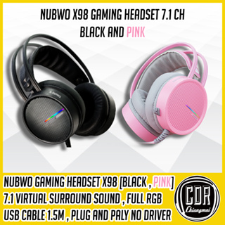 หูฟังเกมมิ่ง Usb Virtual 7.1 Gaming Headphone Nubwo X98 ฟองน้ำใหญ่นุ่มใส่สบาย (ฺสีดำ/ชมพู ) (ประกันศูนย์2ปี)