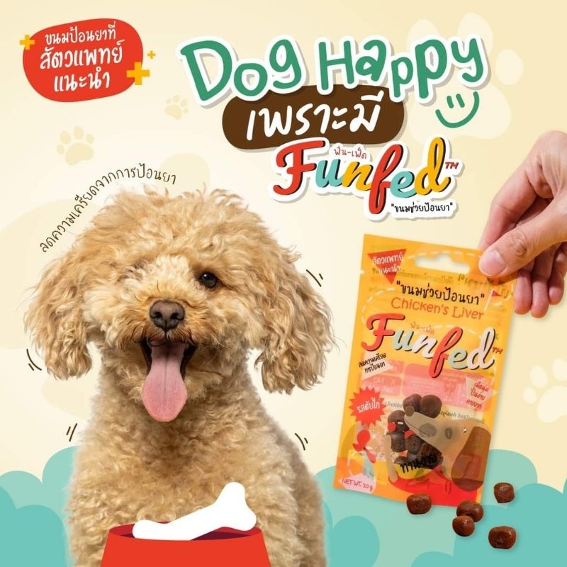 ภาพหน้าปกสินค้าขนมป้อนยาเม็ดสุนัข แมว Funfed Pocket Tablet Dog cat Treats 14 ชิ้น 20 g รสตับไก่ และปลาแซลมอล (chews)ลชิน