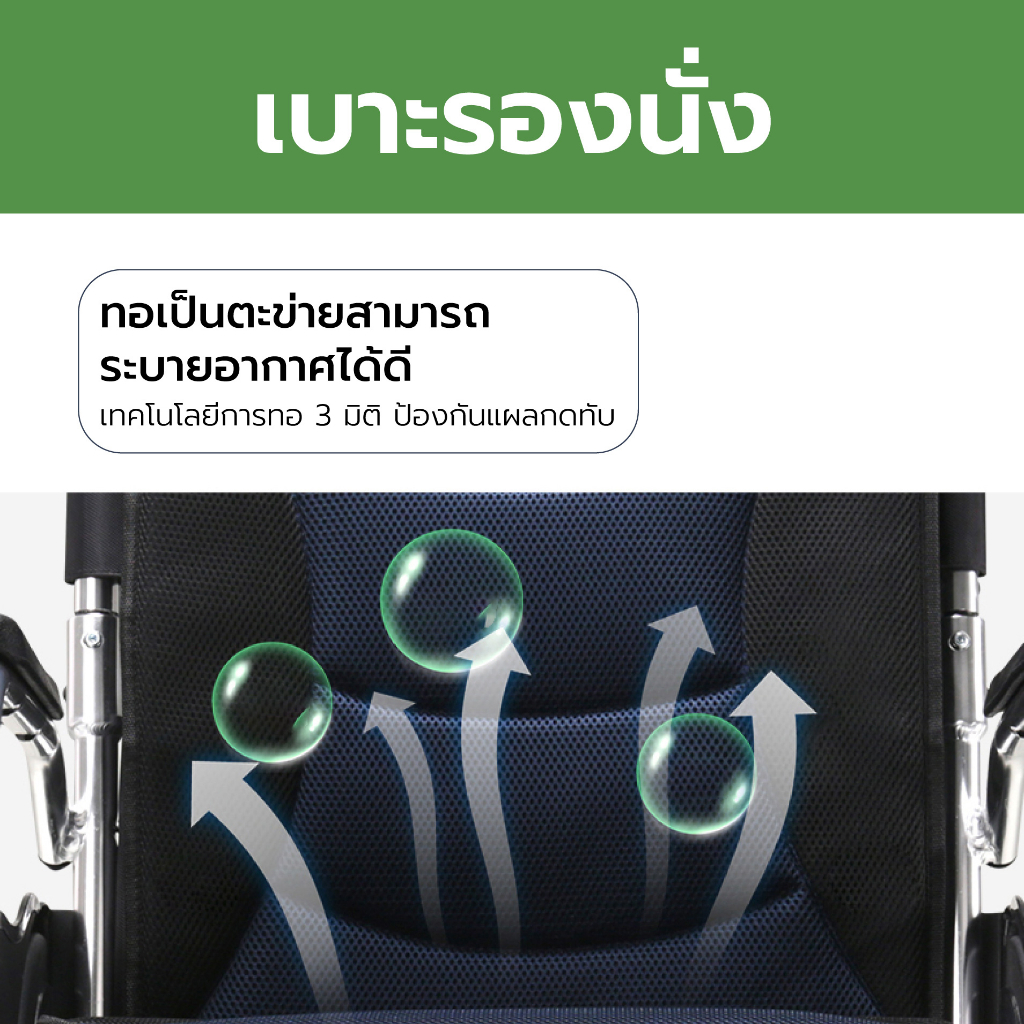 Synergy รุ่น NEO BLUE PLUS รถเข็นวีลแชร์ พับได้ น้ำหนักเบา อัลลอยไม่เป็นสนิม