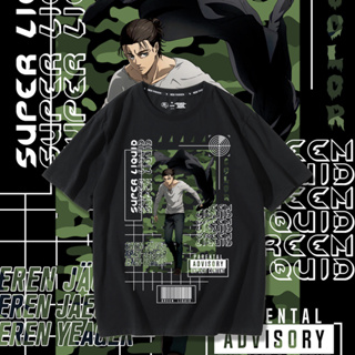 Attack On Titan เสื้อยืดแขนสั้นชาย Eren Jaeger อะนิเมะแขนสั้น