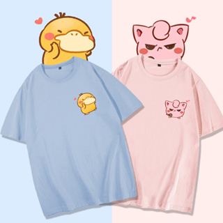 เสื้อยืดอนิเมะ Pokémon t-shirt Pokémon Clefairy แขนสั้น ผู้ชายและผู้หญิงใส่ได้