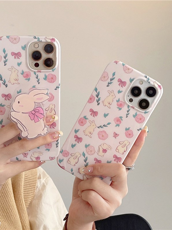 เคส-สำหรับ-ไอโฟน-เคสซิลิโคน-สินค้าพร้อมส่งจากไทย-สำหรับ-iphone-14-13-12-11-pro-max-โบว์ชมพู-ไอริงกระต่าย-tpu-s1273