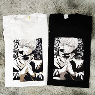 Jujutsu Kaisen อนิเมะเสื้อยืด สีดำ-ขาว เสื้อ Satoru Gojo