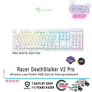 คีย์บอร์ด Razer DeathStalker V2 Pro - Clicky Optical Switch White Wireless Low-Profile RGB Optical Gaming Keyboard