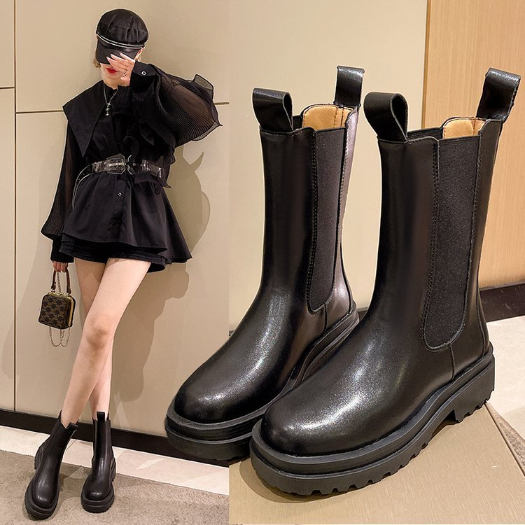 สปอตสินค้า-รองเท้าบูทสไตล์เกาหลีผู้หญิง-รองเท้าบูทแฟชั่นผู้หญิงสไตล์อังกฤษ-ไซส์ใหญ่-35-43