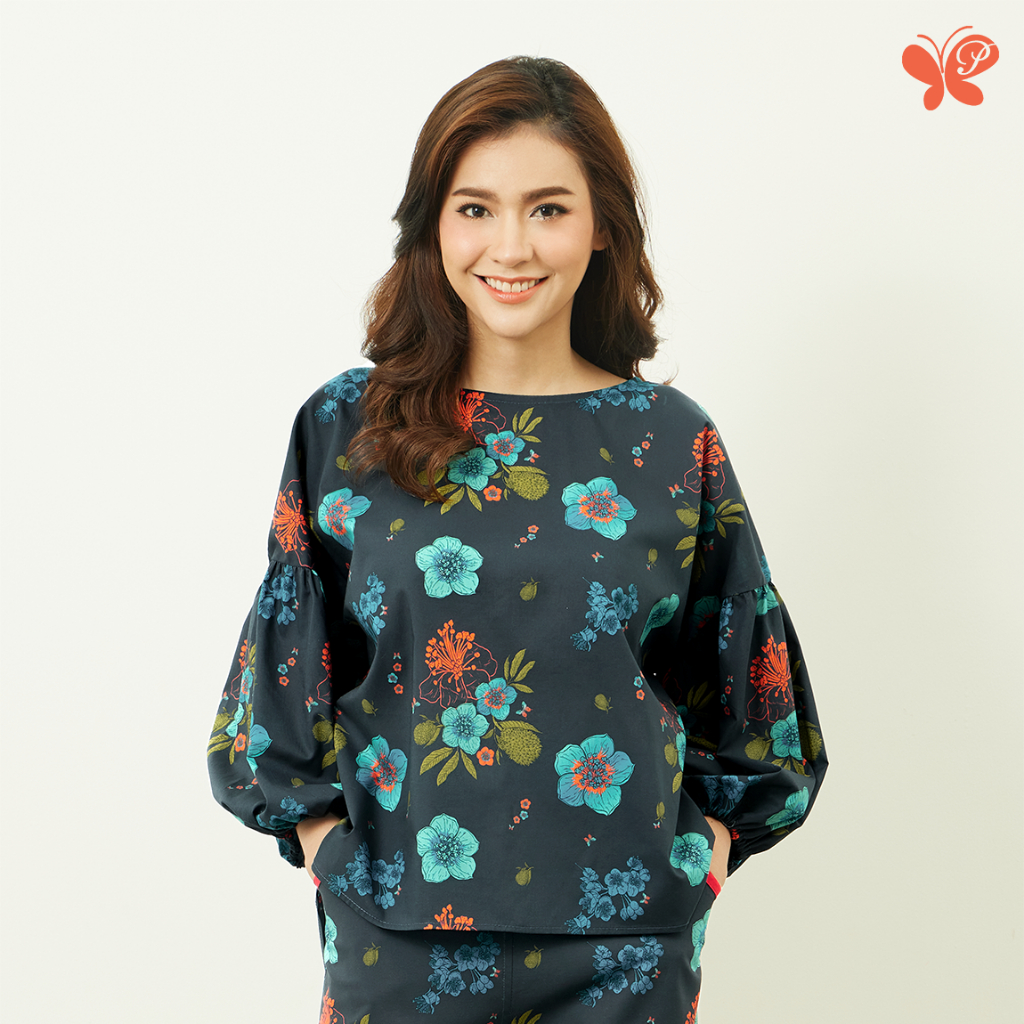 Woman Oversized Firework Top เสื้อโอเวอร์ไซส์ แขนพองทรงหลวม จากผ้าป่าน ...