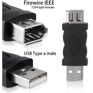 USB 2.0ชายเพื่อFirewire IEEE 1394 6จุดหญิงอะแดปเตอร์แปลงเชื่อมต่อF/M