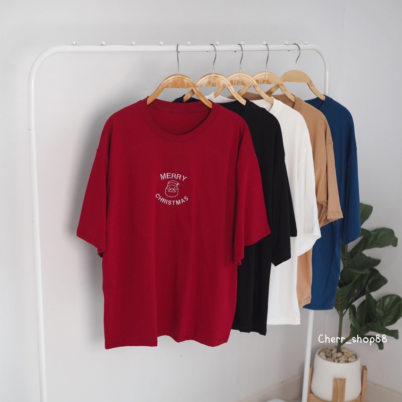 ขายเฉพาะเสื้อ-เสื้อยืดโอเวอร์ไซส์-oversize-ผ้าคอตตอน-ลายคริสมาส