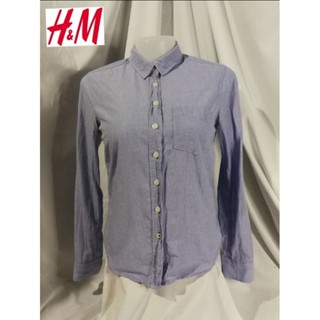 H&amp;M Brand_2nd hand เสื้อเชิ้ตแขนยาวผ้าฝ้าย​ 💯%/ Size 2 🇺🇸 /Made in Bangladesh 🇧🇩​/ แท้มือสองกระสอบนำเข้า​