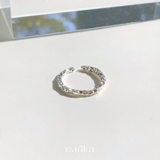 (กรอกโค้ด 72W5V ลด 65.-) earika.earrings - dot rough ring แหวนเรียบทรงขรุขระเงินแท้ ฟรีไซส์ปรับขนาดได้