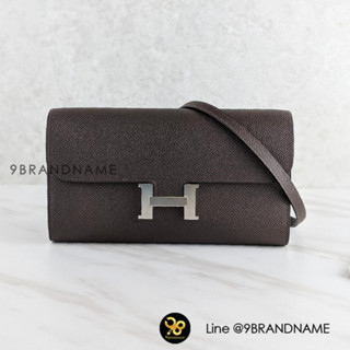 HERMES  portefeuille sac constance to go veau epsom 47 chocolate สภาพกริบๆซีลทุกจุด