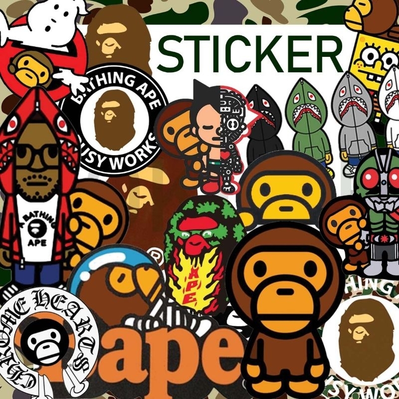 สติ๊กเกอร์ Sticker Bape หมี สติ๊กเกอร์กันน้ำ ติดวัสดุผิวเรียบทุกชนิด ...