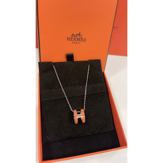 พร้อมส่ง 🔥Sale 15199🔥สร้อยคอ Hermes POP H Necklace Silver Orange Size ปกติ สวยยอดนิยม โลโก้สีส้มประจำแบรนด์ สวยเด่น